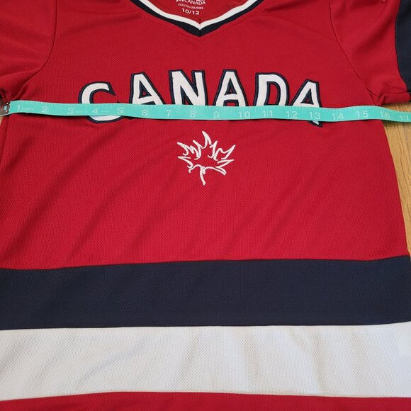 Canadian Hockey Jersey Youth 10 12 Red Olympic Mapleleaf V Neck by Teepee - Picture 7 of 8
